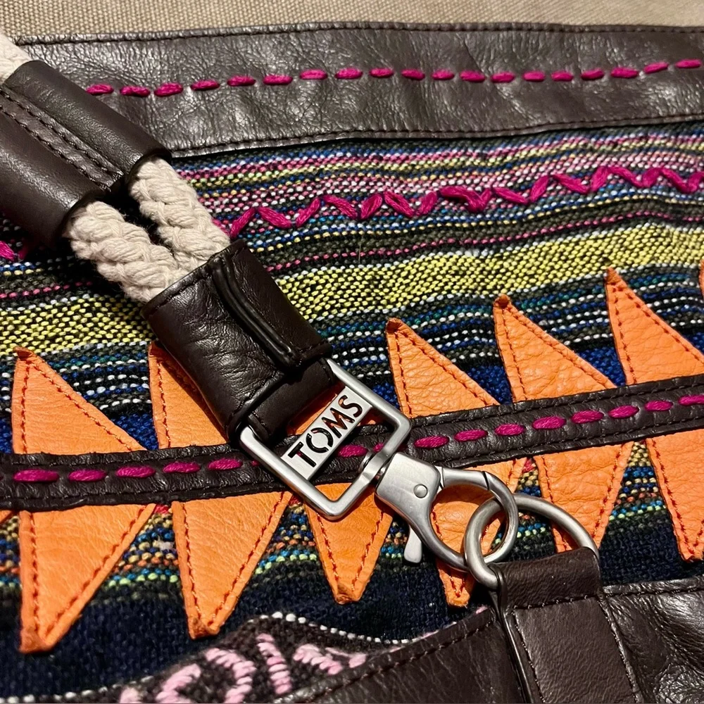 Toms Brown and Orange BOHO Patterned Bucket Bag